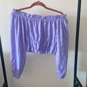 Purple over shoulder crop top